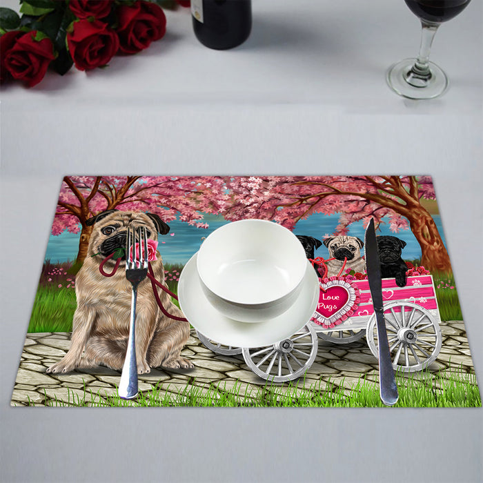 I Love Pug Dogs in a Cart Placemat