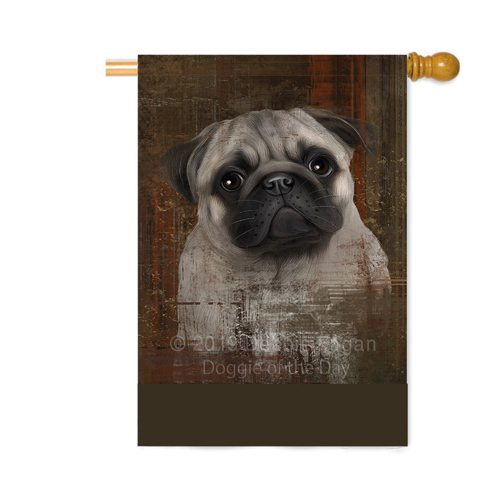 Personalized Rustic Pug Dog Custom House Flag FLG64674