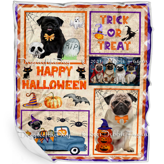 Happy Halloween Trick or Treat Pug Dogs Blanket BLNKT143774