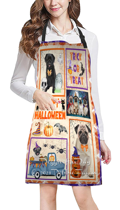 Happy Halloween Trick or Treat Pug Dogs Cooking Kitchen Adjustable Apron Apron49346
