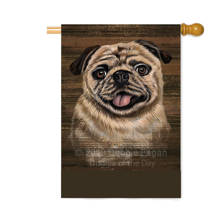 Personalized Rustic Pug Dog Custom House Flag FLG64675