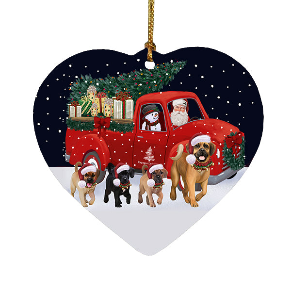 Christmas Express Delivery Red Truck Running Puggle Dogs Heart Christmas Ornament RFPOR58113