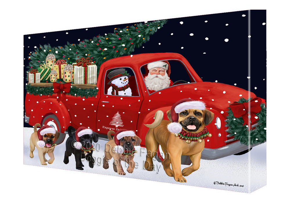 Christmas Express Delivery Red Truck Running Puggle Dogs Canvas Print Wall Art Décor CVS146285