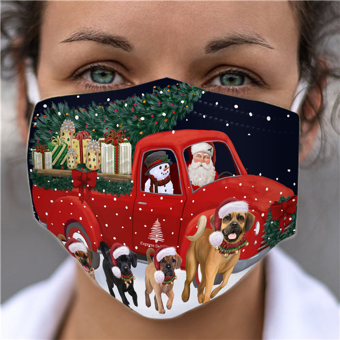 Christmas Express Delivery Red Truck Running Puggle Dogs Face Mask FM49890