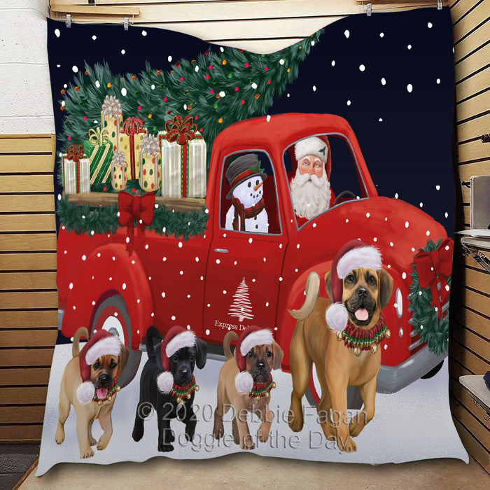 Christmas Express Delivery Red Truck Running Rottweiler Dogs Lightweight Soft Bedspread Coverlet Bedding Quilt QUILT60026