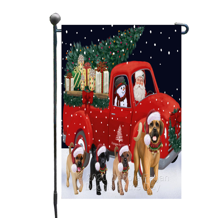 Christmas Express Delivery Red Truck Running Puggle Dogs Garden Flag GFLG66487