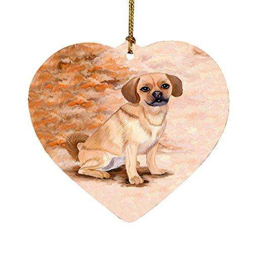 Puggle Dog Heart Christmas Ornament