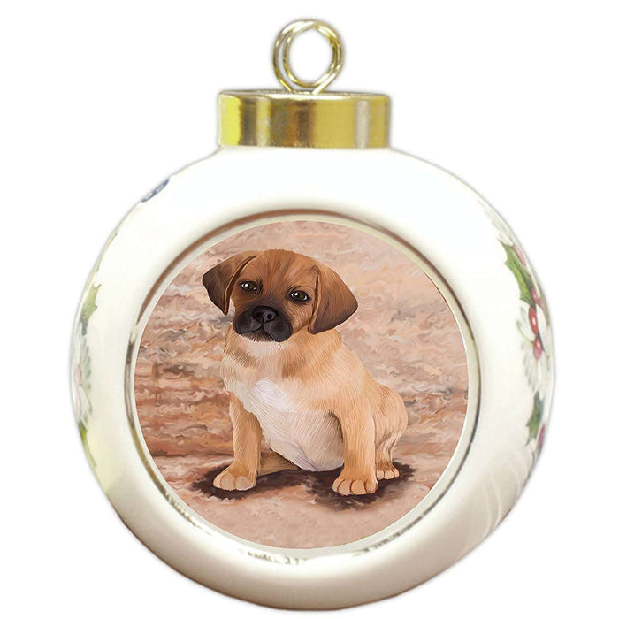 Puggle Puppy Dog Round Ball Christmas Ornament
