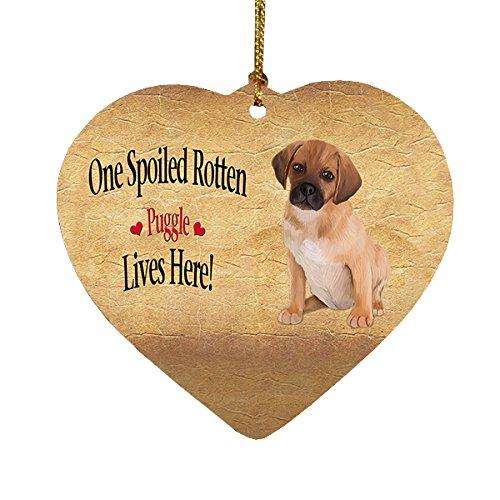 Puggle Puppy Spoiled Rotten Dog Heart Christmas Ornament