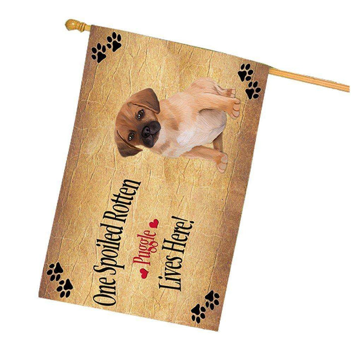 Puggle Puppy Spoiled Rotten Dog House Flag