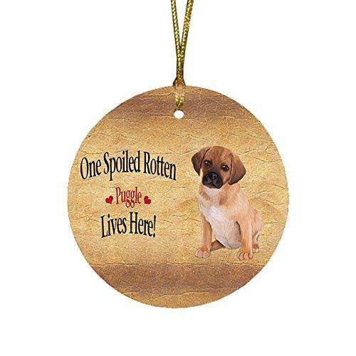 Puggle Puppy Spoiled Rotten Dog Round Christmas Ornament