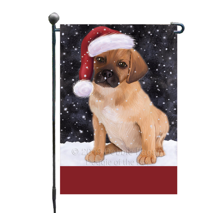 Personalized Let It Snow Happy Holidays Puggle Dog Custom Garden Flags GFLG-DOTD-A62413