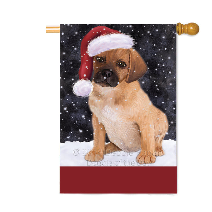 Personalized Let It Snow Happy Holidays Puggle Dog Custom House Flag FLG-DOTD-A62469
