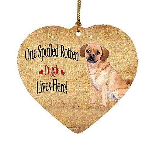 Puggle Spoiled Rotten Dog Heart Christmas Ornament