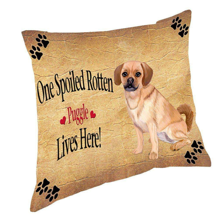 Puggle Spoiled Rotten Dog Throw Pillow
