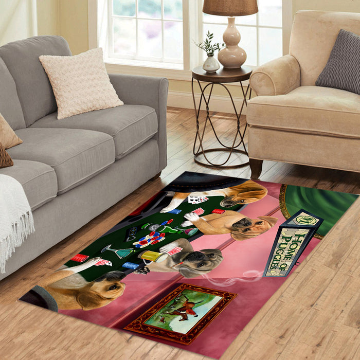 Home of  Puggle Dogs Playing Poker Area Rug