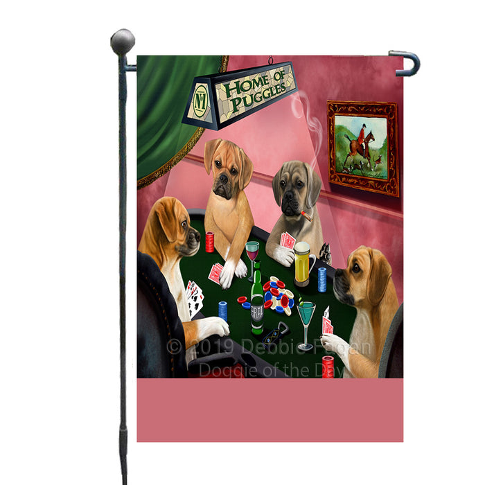 Personalized Home of Puggle Dogs Four Dogs Playing Poker Custom Garden Flags GFLG-DOTD-A60287