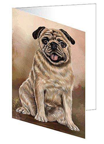 Pugs Dog Handmade Artwork Assorted Pets Greeting Cards and Note Cards with Envelopes for All Occasions and Holiday Seasons