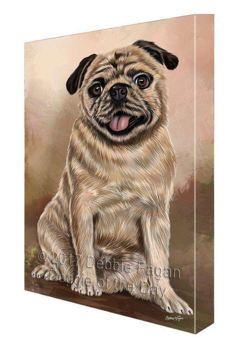 Pugs Dog Painting Printed on Canvas Wall Art Signed