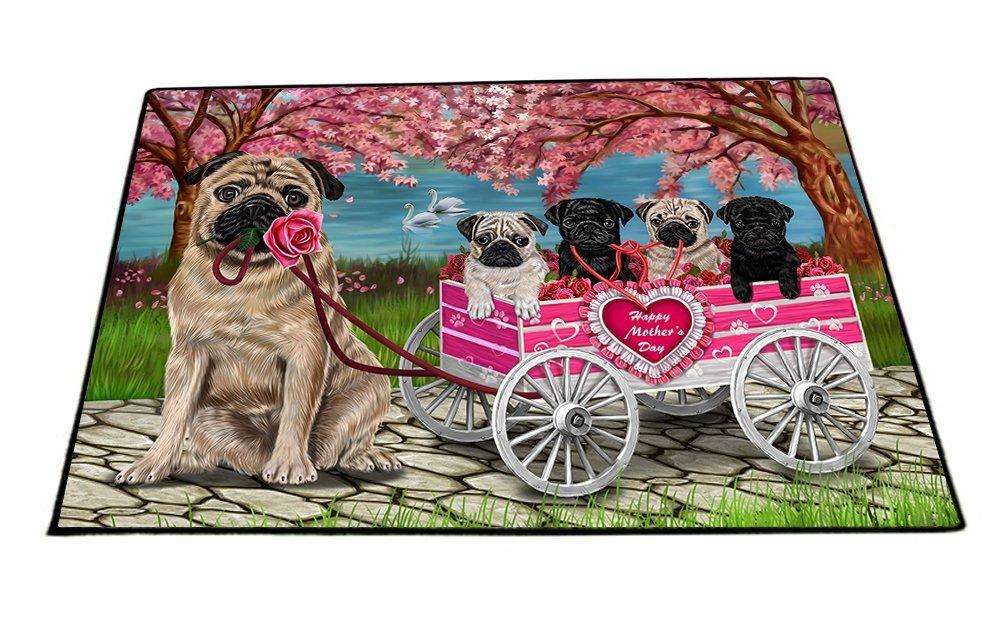 Pugs Dog with Puppies Mother's Day Floormat