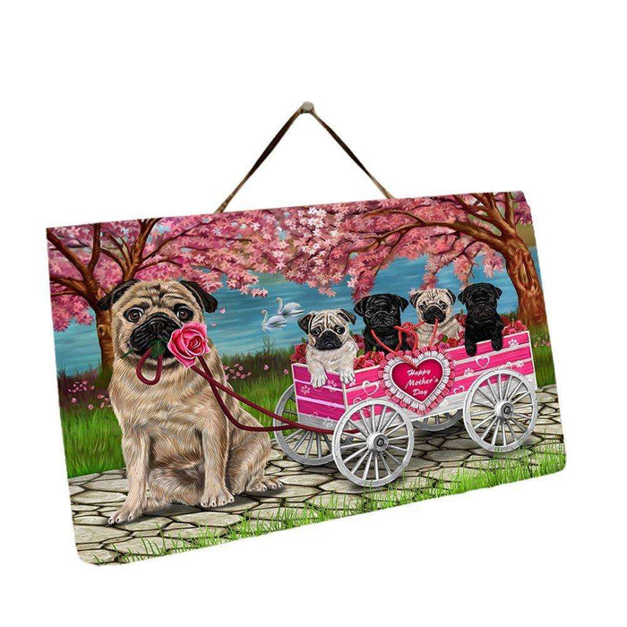 Pugs Dog with Puppies Mother's Day Hanging Slate