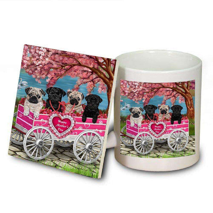 Pugs Dog with Puppies Mother's Day Mug & Coaster Set
