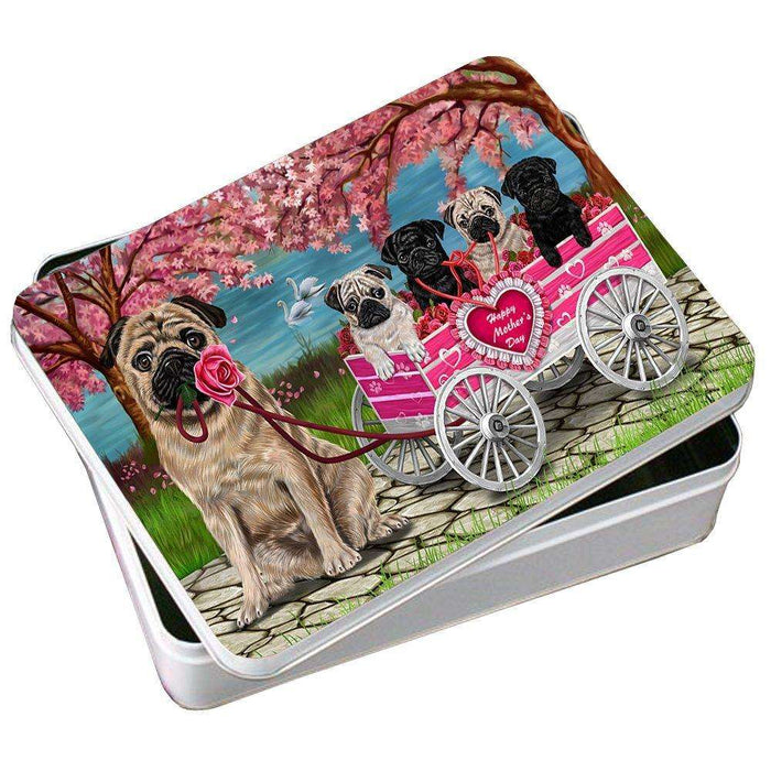 Pugs Dog with Puppies Mother's Day Photo Tin
