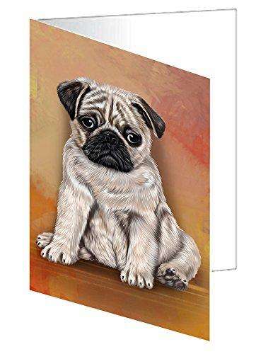 Pugs Puppy Dog Handmade Artwork Assorted Pets Greeting Cards and Note Cards with Envelopes for All Occasions and Holiday Seasons