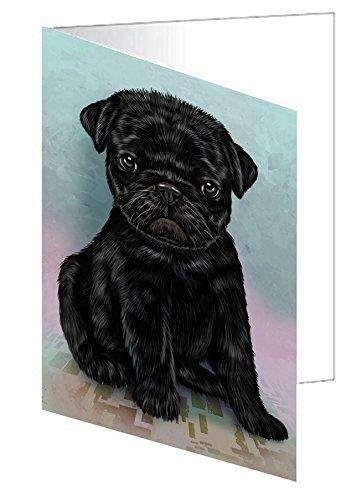 Pugs Puppy Dog Handmade Artwork Assorted Pets Greeting Cards and Note Cards with Envelopes for All Occasions and Holiday Seasons