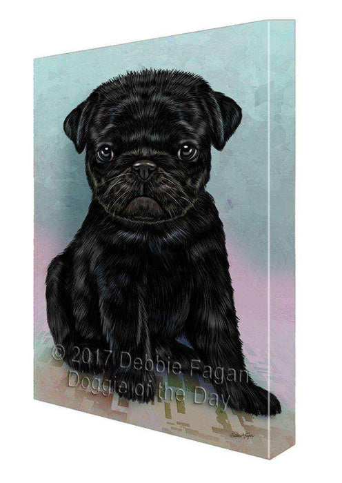 Pugs Puppy Dog Painting Printed on Canvas Wall Art Signed