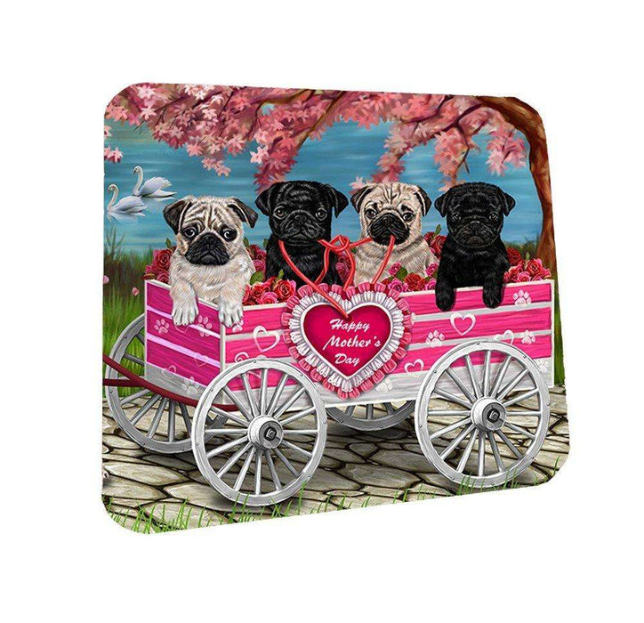 Pugs w/ Puppies Mother's Day Dogs Coasters (Set of 4)