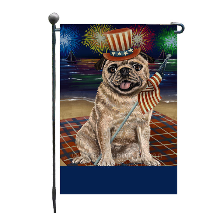 Personalized 4th of July Firework Pug Dog Custom Garden Flags GFLG-DOTD-A58030