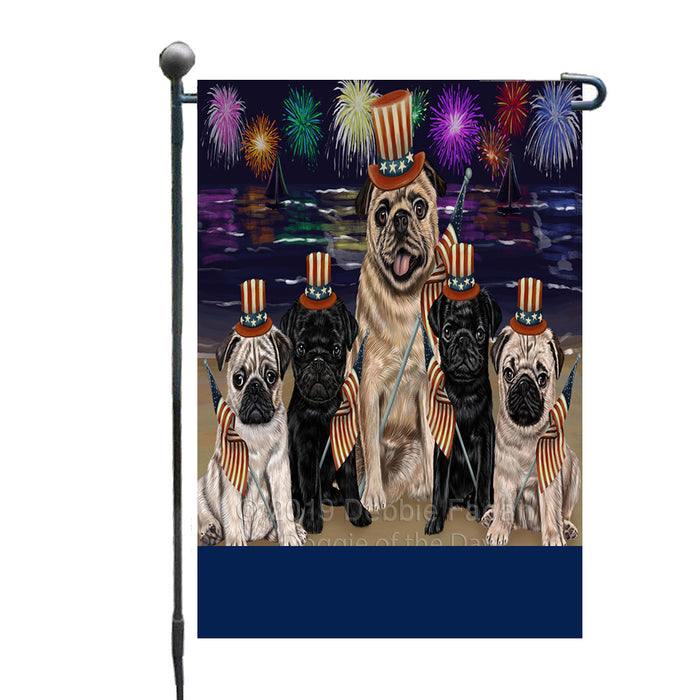 Personalized 4th of July Firework Pug Dogs Custom Garden Flags GFLG-DOTD-A58031