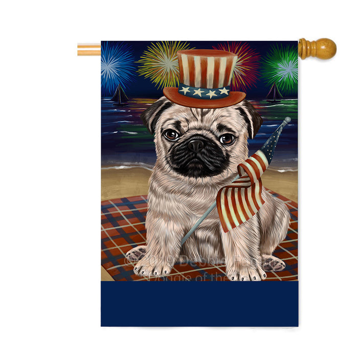 Personalized 4th of July Firework Pug Dog Custom House Flag FLG-DOTD-A58088
