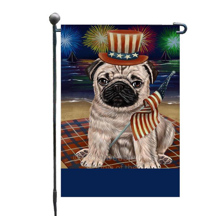 Personalized 4th of July Firework Pug Dog Custom Garden Flags GFLG-DOTD-A58032