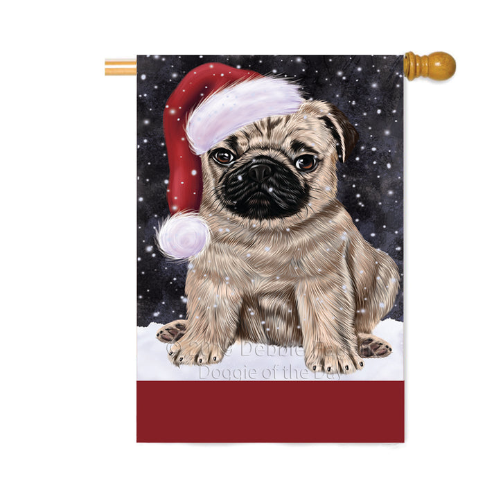 Personalized Let It Snow Happy Holidays Pug Dog Custom House Flag FLG-DOTD-A62470