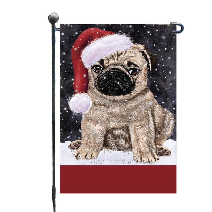 Personalized Let It Snow Happy Holidays Pug Dog Custom Garden Flags GFLG-DOTD-A62414