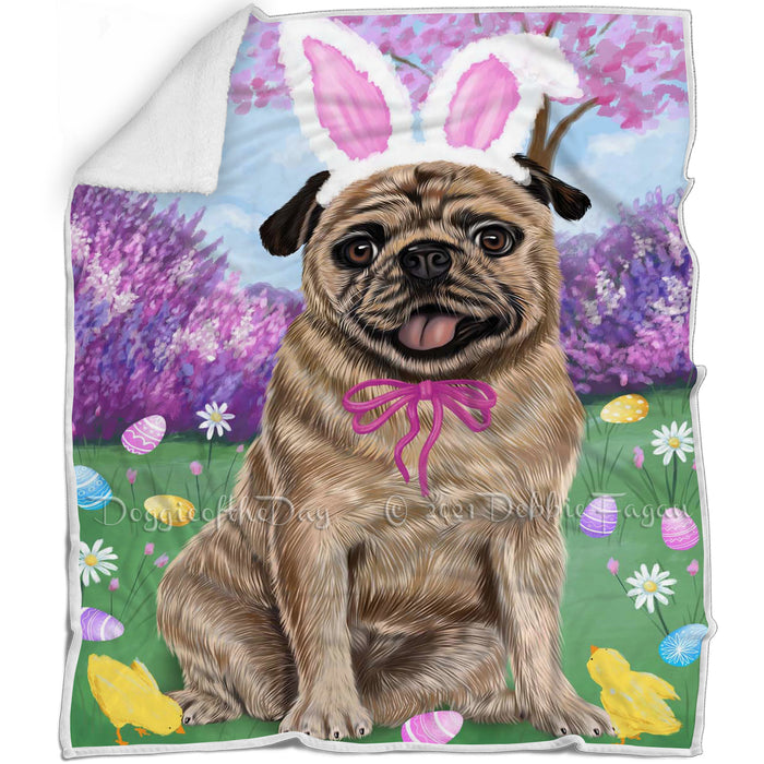 Pug Dog Easter Holiday Blanket BLNKT59808