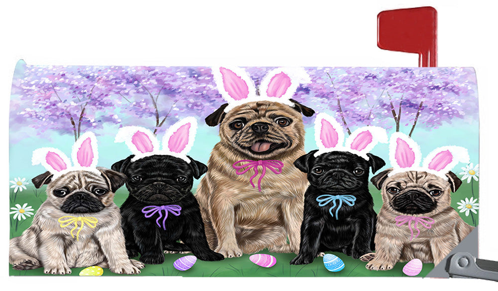 Easter Holidays Pug Dogs Magnetic Mailbox Cover MBC48412