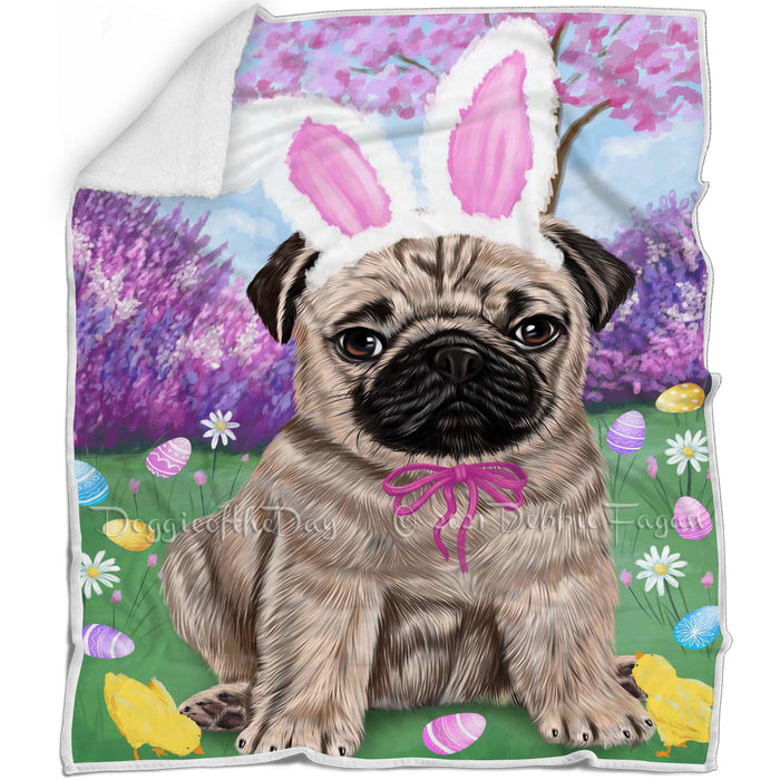 Pug Dog Easter Holiday Blanket BLNKT59826
