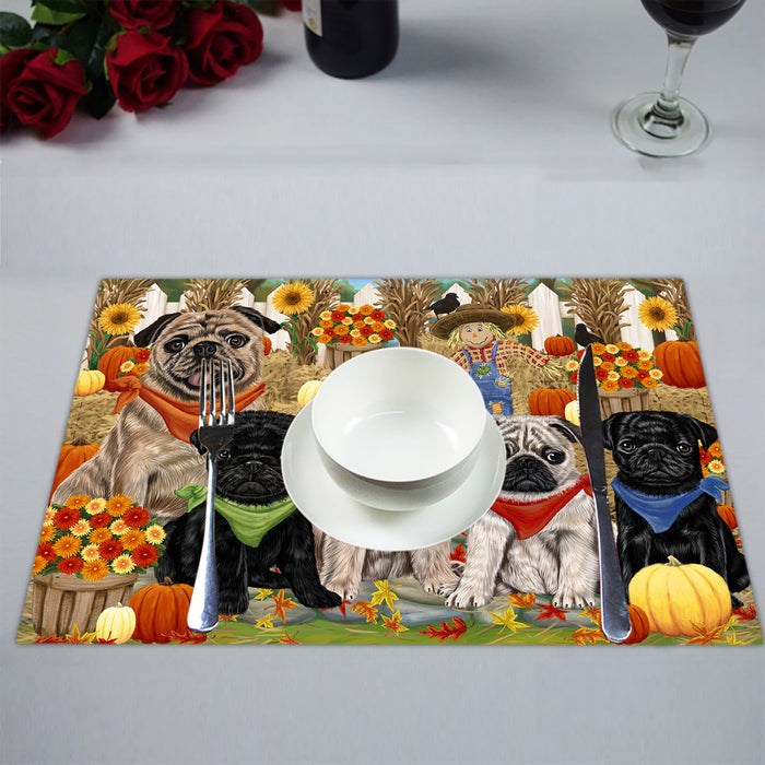 Fall Festive Harvest Time Gathering Pug Dogs Placemat