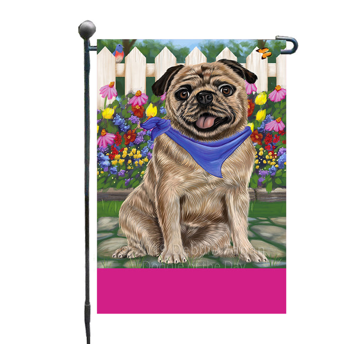 Personalized Spring Floral Pug Dog Custom Garden Flags GFLG-DOTD-A62954