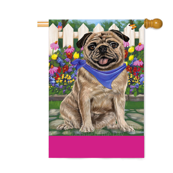 Personalized Spring Floral Pug Dog Custom House Flag FLG-DOTD-A63010