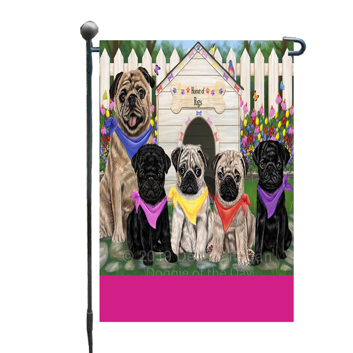 Personalized Spring Dog House Pug Dogs Custom Garden Flags GFLG-DOTD-A62955