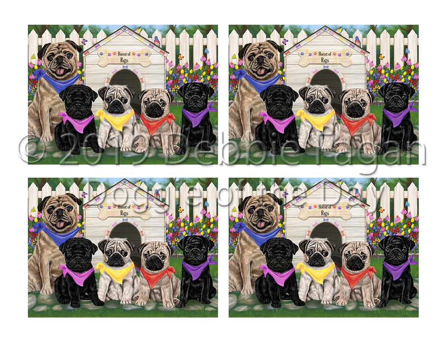 Spring Dog House Pug Dogs Placemat