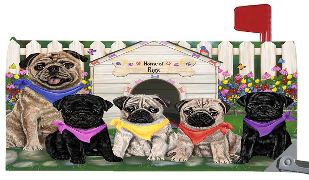 Spring Dog House Pug Dogs Magnetic Mailbox Cover MBC48665