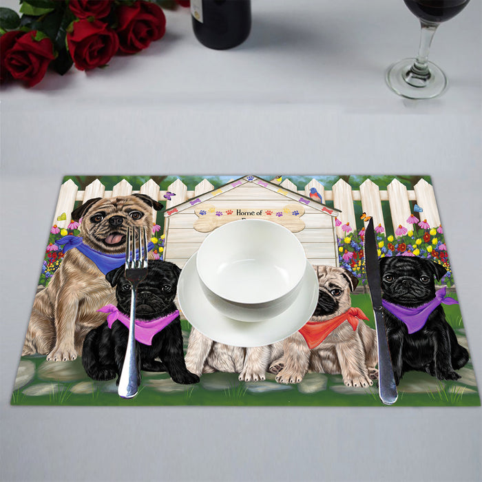 Spring Dog House Pug Dogs Placemat