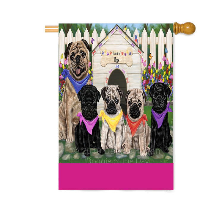 Personalized Spring Dog House Pug Dogs Custom House Flag FLG-DOTD-A63011