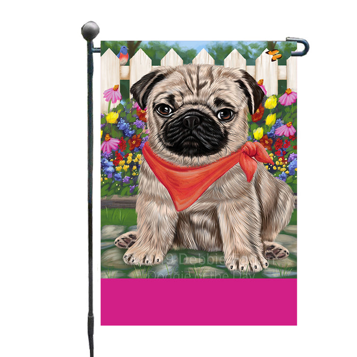 Personalized Spring Floral Pug Dog Custom Garden Flags GFLG-DOTD-A62956