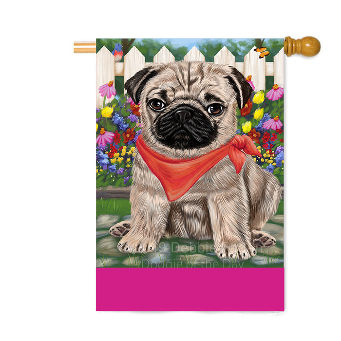 Personalized Spring Floral Pug Dog Custom House Flag FLG-DOTD-A63012